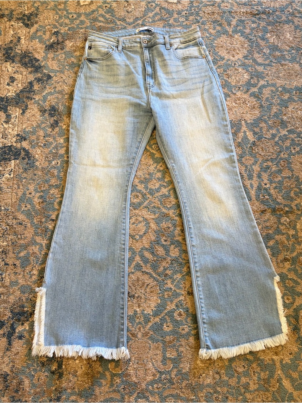KanCan Light Blue Frayed Wide Leg Jeans Size 32